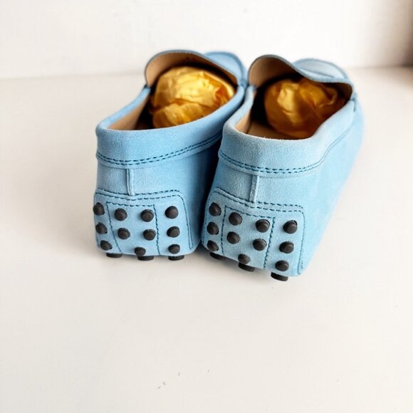 TOD'S Gommino Suede Driving Shoes in Alaskan Blue Size 8.5 - Picture 4 of 7
